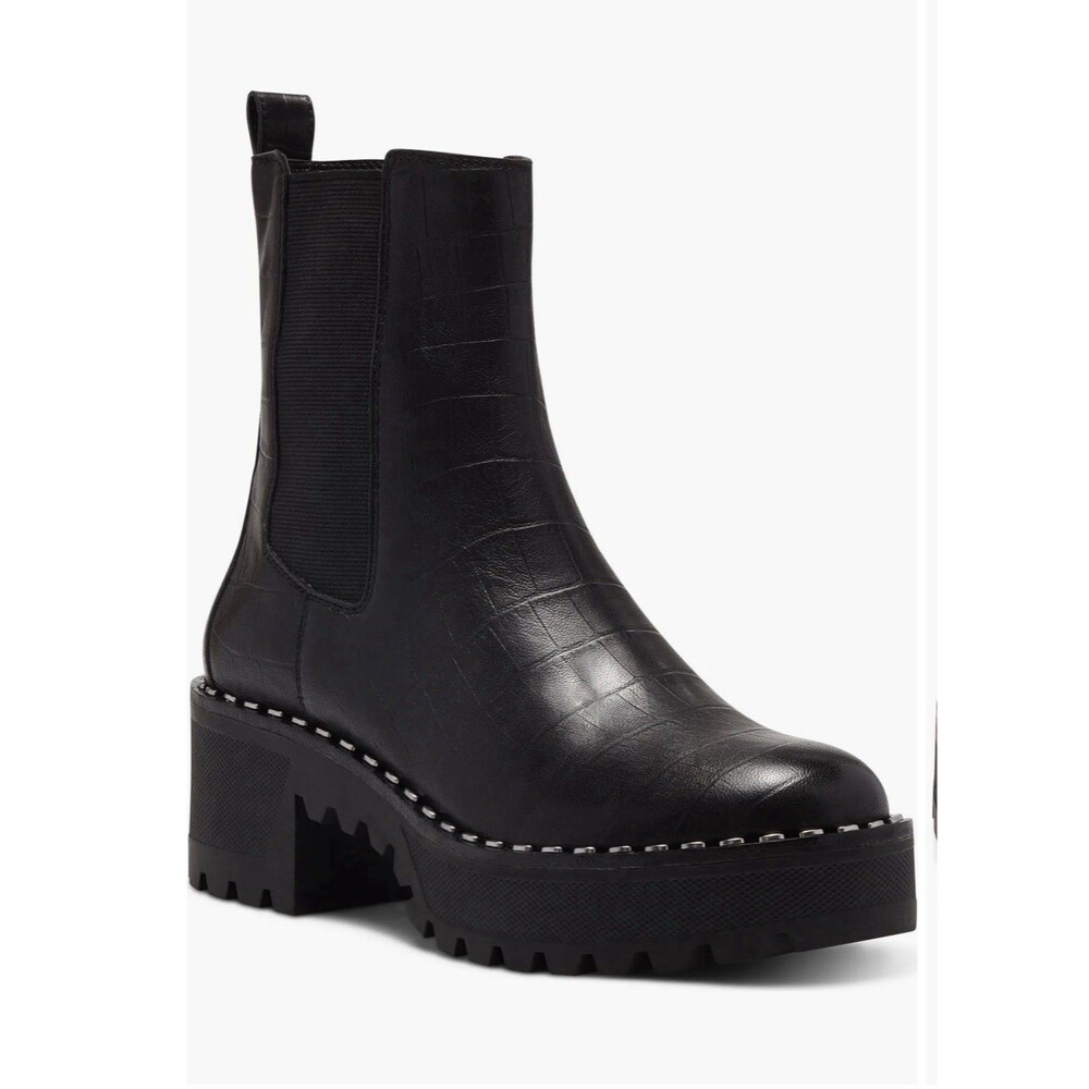 Vince Camuto Madisha Croc Embossed Platform Chelsea Ankle Boots Black Size 6.5M